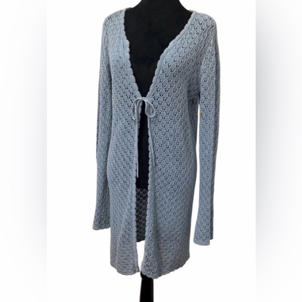 Copper Key Layering Dusty Blue Knit tie front Cardigan size Large (11-13) Boho